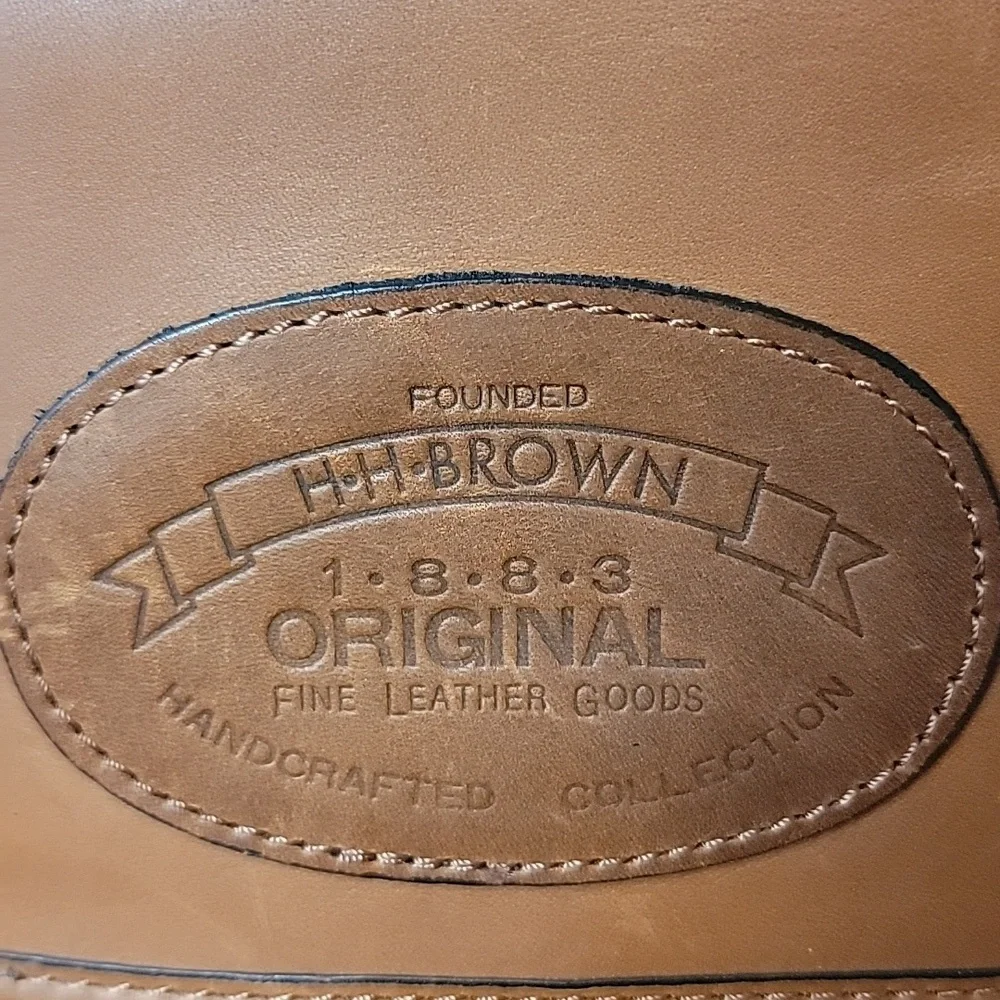 H.H. BROWN Tan‎ Leather Laptop Attaché Work Messenger Crossbody Shoulder Bag VTG